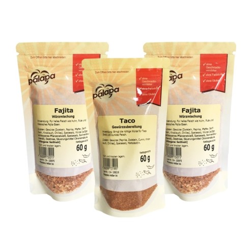 Palapa - 3er Gewürz-Spar-Set - Taco / Fajitas / Chili con Carne - 3 x 60 g